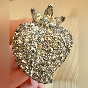 Jomaz Clear Rhinestone Strawberry Silver Tone Brooch